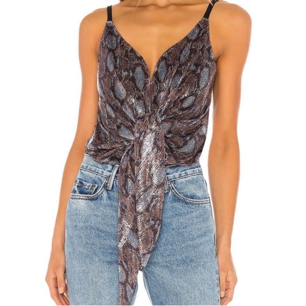 J.O.A. Brown and Black Snake Print body suit top